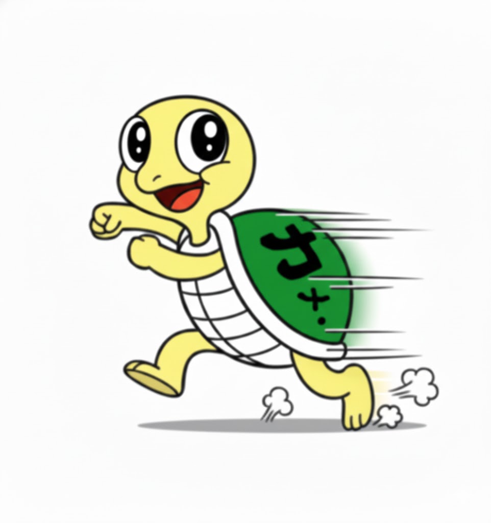 亀丸笑顔で走る