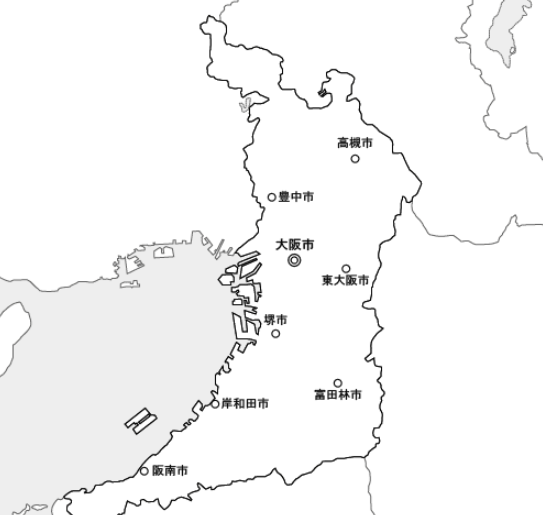 大阪の東大阪市地図